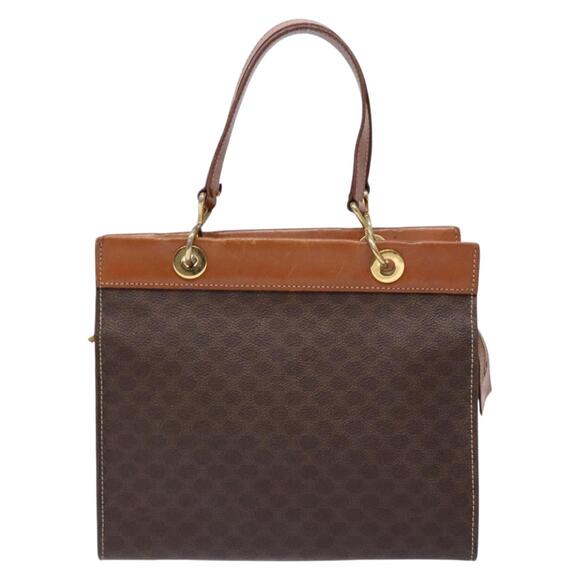 CELINE Macadam Canvas Hand Bag Pvc Leather Brown Gold - Picture 2 of 12